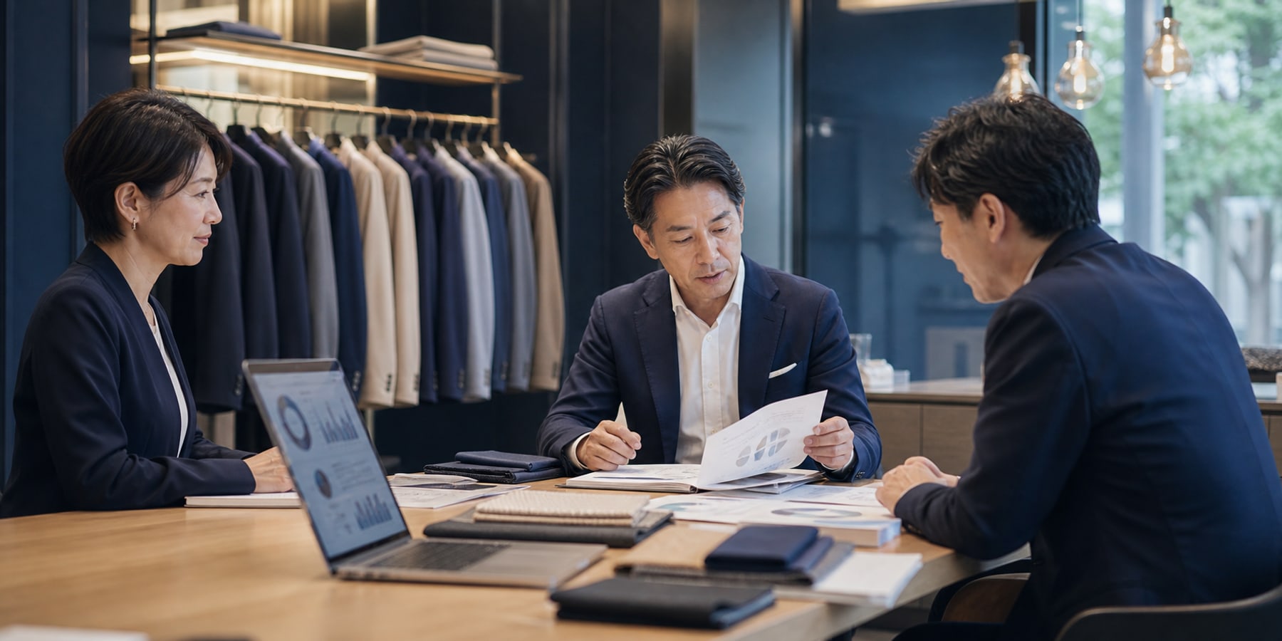 アパレル企業の買い手候補と承継条件を検討する会議