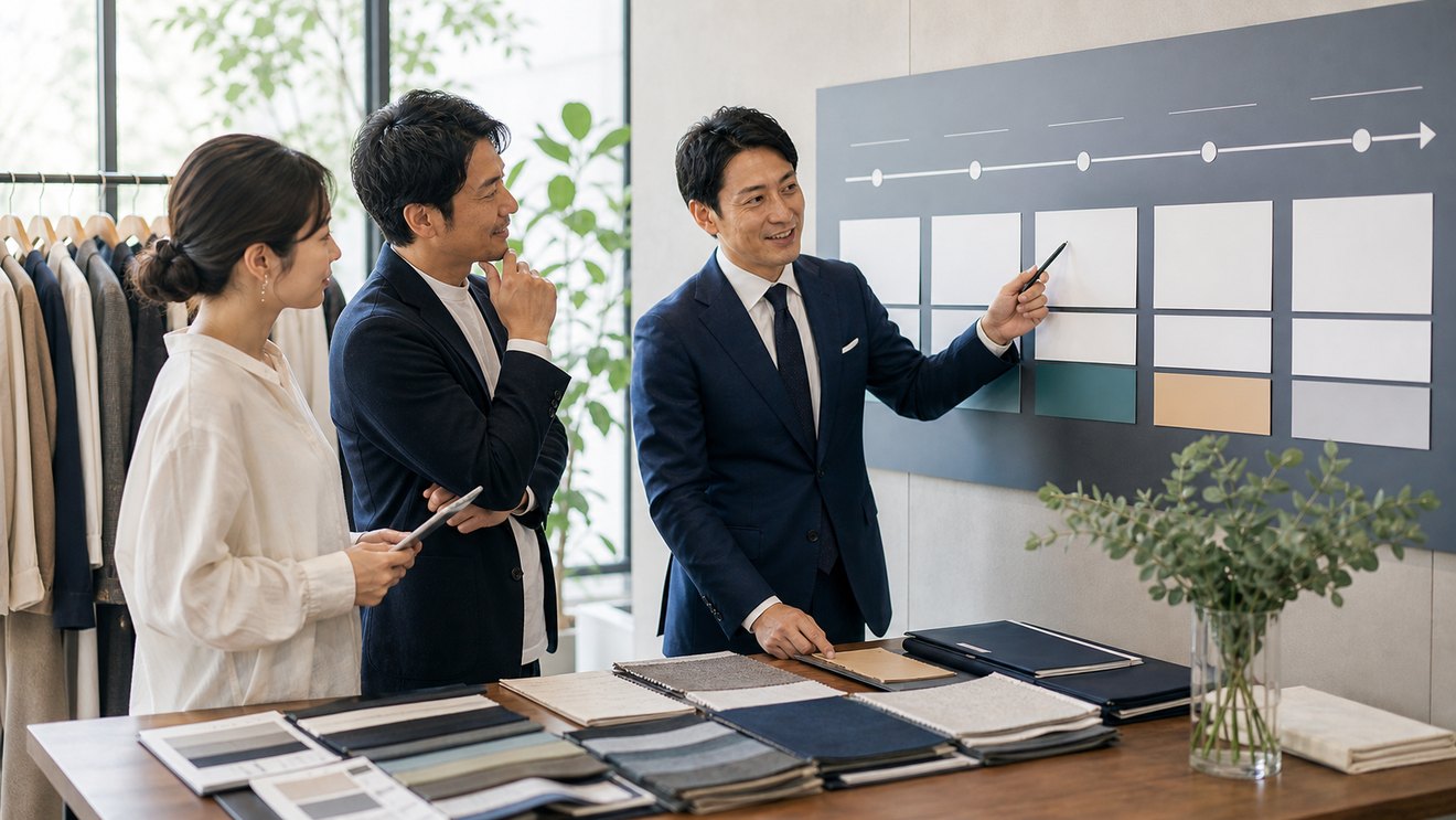 アパレルM&Aの進行ステップを確認する資料
